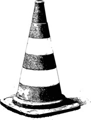 Poster - Black and white sketch of a traffic cone, minimalist art. Vector illustration