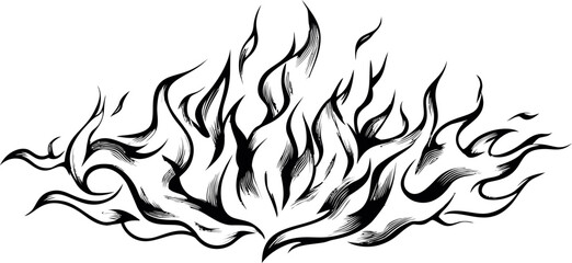 Poster - Black tribal flame tattoo design with detailed curving lines and sharp points. Vector illustration