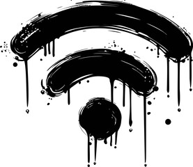 Aufkleber - Black dripping paint forming a wifi symbol, street art style. Vector illustration