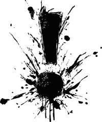 Aufkleber - Black ink splash forming an exclamation mark, abstract design. Vector illustration