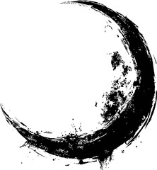 Poster - Artistic black ink brush stroke forming a crescent shape. Vector illustration