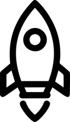 Poster - Black and white line art of a rocket icon, simple and minimalist design. Vector illustration