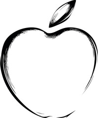 Aufkleber - Black and white sketch of a stylized apple with detached leaf. Vector illustration