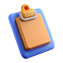 Wall Mural - 3d render of a cartoon clipboard isolated on transparent background