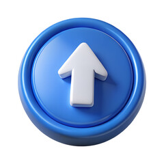Wall Mural - 3d render blue circle up arrow button isolated on transparent background