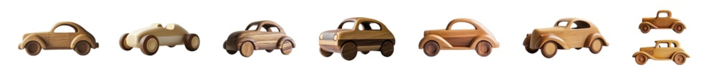 set Row of light beige vehicle models isolated on transparent background