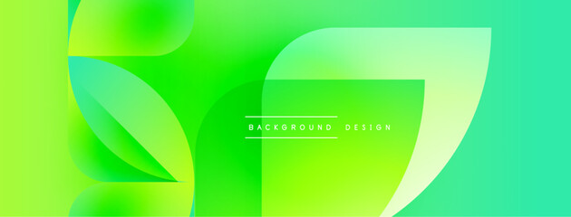 Leinwandbilder - Abstract green gradient shapes overlap. Modern design features smooth transitions, text reads background design. Vibrant colors create dynamic visual effect.