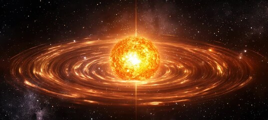 Wall Mural - sun orbit rotation. science galaxy astronomy. generative video ai technology.