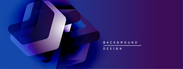 Aufkleber - Abstract geometric shapes, vibrant blue purple gradient. Modern design elements create dynamic visual impact. Minimalist aesthetic.