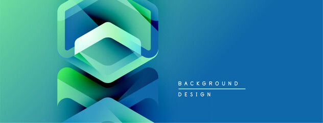 Aufkleber - Abstract geometric shapes, vibrant blue, green gradients. Modern design element for backgrounds, banners, presentations. Clean, minimalist aesthetic.