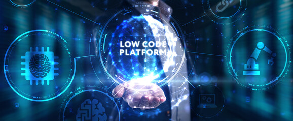 Low Code software development platform technology concept.