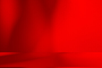 Poster - Wall interior background, studio and backdrops show products.with shadow from window color Red background for text insertion and presentation product	