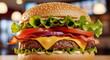 © Zahra - Delicious bacon cheeseburger concept, close-up view, fresh ingredients, fast food