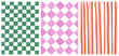 © sudevi - Hand-painted background Set of gingham, stripe and checkered pattern.  Backdrop for wedding invite, poster, social media, banner templates .