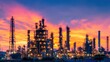 © djatu - Industrial Refinery at Sunset with Colorful Sky