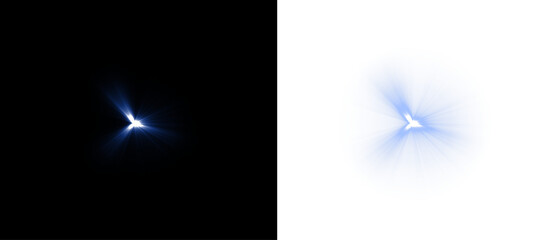 Aufkleber - Camera flash flare 01 effects set: lens flares, shine, explosion, neon lights, and light stars in blue. Includes blue sun flare PNG