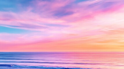 Wall Mural - serene sunset over calm ocean waters with vibrant colors reflecting in the sky