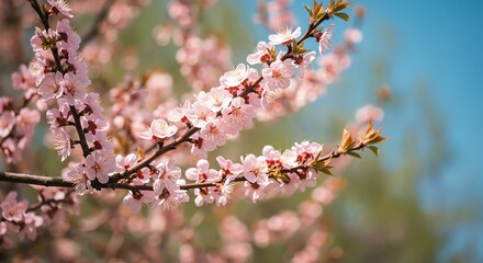 Pink Blossom on Tree Branch in Spring
