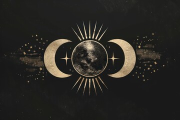 Wall Mural - surreal aesthetic moon phase logo chandelier astronomy symbol.