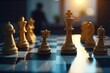 © Patama - Intense business rivalry depicted through strategically placed chess pieces on a sleek, modern board, signifying a determined competition for market dominance , endeavor, pieces, effort