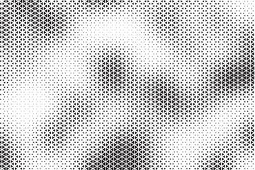 Fototapete - Triangle Shapes Vector Abstract Geometric Technology Oscillation Wave Isolated on Light Background. Halftone Triangular Retro Simple Pattern. Minimal 80s Style Dynamic Tech Wallpaper