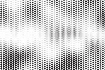 Fototapete - Triangle Shapes Vector Abstract Geometric Technology Oscillation Wave Isolated on Light Background. Halftone Triangular Retro Simple Pattern. Minimal 80s Style Dynamic Tech Wallpaper