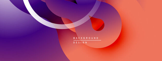 Aufkleber - Abstract fluid shapes, vibrant purple, red, orange hues. Modern design, smooth gradients, dynamic composition. Minimalist aesthetic.