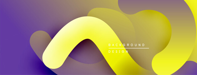 Wall Mural - abstract fluid shapes, vibrant yellow, purple gradients. modern design element, smooth transitions, 