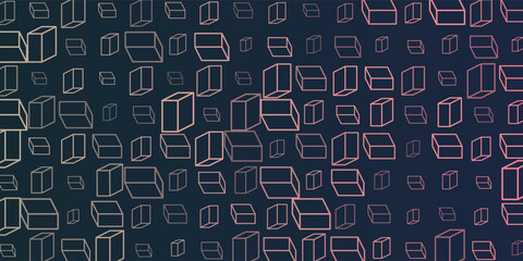 Wall Mural - a vibrant abstract pattern of layers of repeating 3d cubes in purple, brown and blue placed on a dar