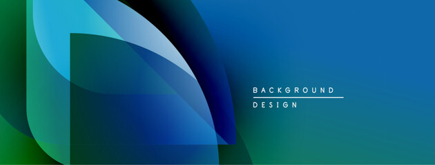 Aufkleber - Abstract blue gradients overlap, creating dynamic visual effect. Text reads background design in white. Minimalist composition.
