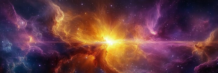 Wall Mural - fiery nebula with brilliant stars and radiant colors of soft pinks, deep purples. space exploration