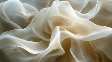 Canvas Print - delicate beige fabric abstract background with flowing lines, soft drapes, and monochromatic tones