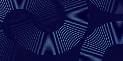 Wall Mural - abstract blue glowing geometric lines on dark blue background. modern shiny blue circle lines patter