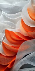 Canvas Print - abstract background, flowing fabric in vivid orange and white tones, delicate textile texture