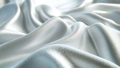 Canvas Print - abstract, flowing shiny silver white silk fabric background, luxurious satin texture, dynamic waves