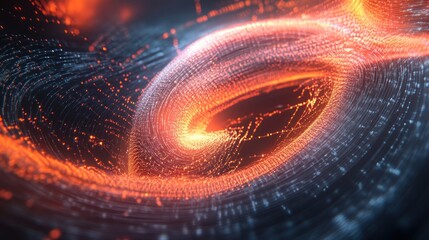 Wall Mural - Abstract swirling vortex of glowing particles