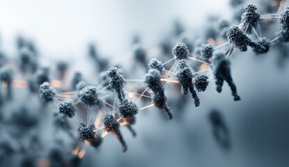 Close-up of a molecule structure with glowing connections.