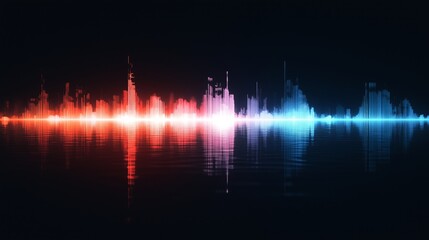 Poster - Digital representation of sound waves showcasing various frequencies and amplitudes in bright colors against a dark background.