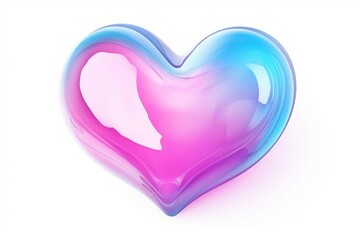 Canvas Print - glass liquid round blob heart shape white background abstract.