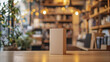 © anjum - Beige book standing in a brightly lit bookstore with blurred shelves