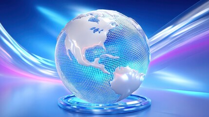 Wall Mural - global technology, data visualization, and digital world concept with futuristic blue globe.