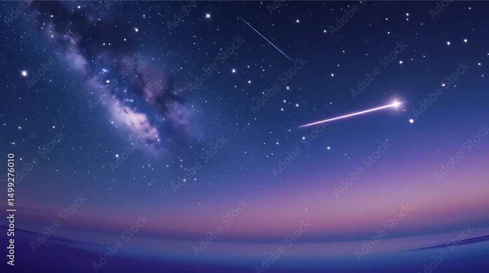 Starry Night Sky with Milky Way and Shooting Stars Over Mountain ...
