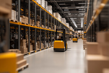 Poster - Automated warehouse panoramic view showcasing smart technology and design for efficient storage solutions.