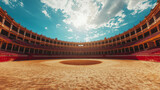 Empty round bullfight arena in Spain. Spanish bullring for traditional performance of bullfight