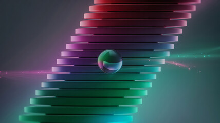 Wall Mural - Vertical gradient stripes red purple green cyan