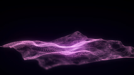 Wall Mural - abstract technology wave of particles and lines. big data visualization. background with motion dots