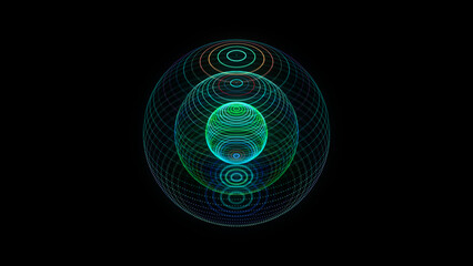Wall Mural - Futuristic sphere of particles and lines. Network connection big data. Abstract technology background. 3d rendering.