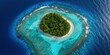 © CreativeLoom - Aerial view of a tropical island surrounded by vibrant turquoise waters and coral reefs.