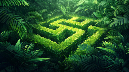 green maze in forest jungle