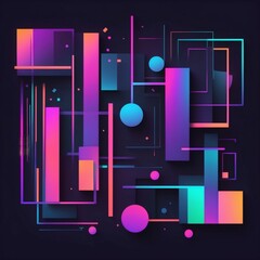 Aufkleber - abstract geometric art with vibrant gradients and a dark background, creating a striking visual experience